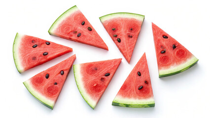 Fresh Watermelon Slices on Transparent Background