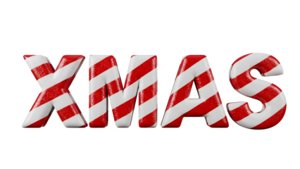 Xmas word made of red and white candy cane texture
