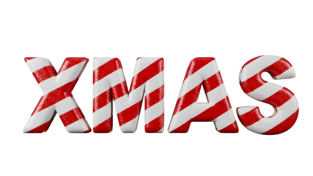 Xmas word made of red and white candy cane texture