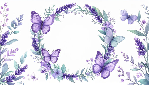 Soft Pastel Butterfly & Floral Doodles for Wedding Invitation