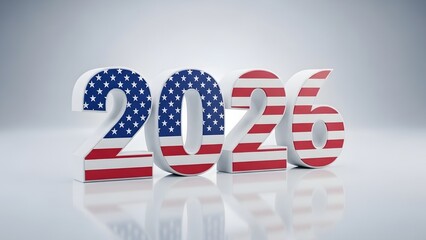 United States of America New Year 2026, American Flag Textured 3D Numbers
