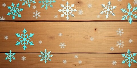 Festive turquoise and white snowflake pattern on wood, december, vintage