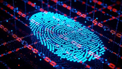 Neon digital grid with circular pattern