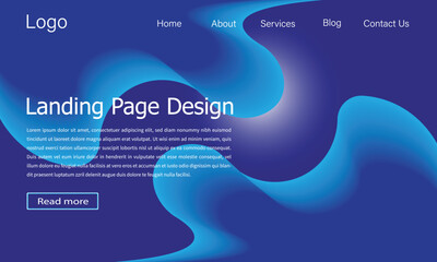Modern abstract digital landing page with flowing blue gradients..