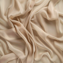 Obraz premium Flowing beige silk fabric with soft folds and texture