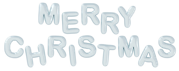 3D画像_風船_MERRY CHRISTMAS_シルバー