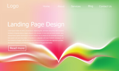 Vibrant abstract landing page design template modern ui ux concept.