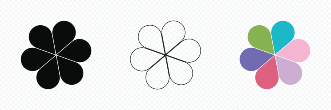 flower diagram with 6 petals. flower with six leaves flat shape icon. infographic circle diagram. pie chart. round wheel chart. vector illustration isolated on white background .EPS 10 .