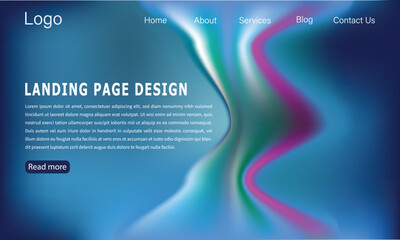 Modern landing page design with abstract flowing gradient background.