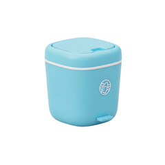 Light blue insulated food container with modern design for storing children’s meals and snacks conveniently, isolated on a transparent background, png, cutout.
