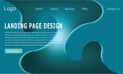 Fluid abstract landing page design with modern website layout.