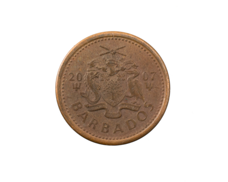 Barbados one cent coin on a white isolated background - Powered by Adobe
