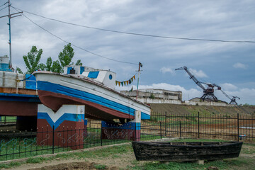 Ships on the shore of the Aral Sea monument