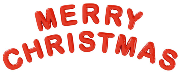 3D画像_風船_MERRY CHRISTMAS_赤