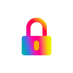 Colorful padlock icon isolated on transparent background