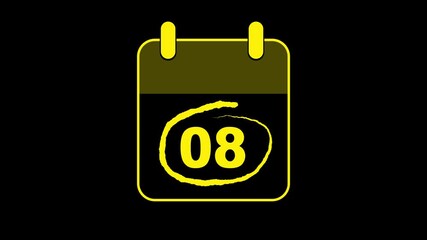 Very Important Celebrating Date 8 on calender with bold red colors circle mark. Highlighting date number 08 on a calendar. emphasizing an important reminder or scheduled event. Signing a day icon.