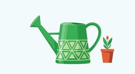 Invite spring with this adorable watering can and potted plant illustration, perfect for your gardening blog or eco-friendly campaign!