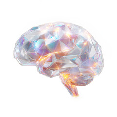Abstract crystal brain isolated on transparent background