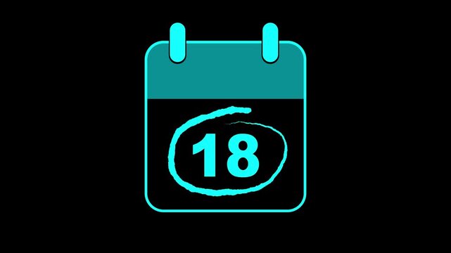 Very Important Celebrating Date 18 on calender with bold red colors circle mark. Highlighting date number 18 on a calendar. emphasizing an important reminder or scheduled event. Signing a day icon.