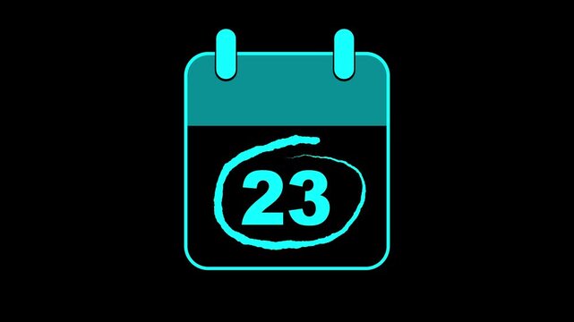 Very Important Celebrating Date 23 oncalender with bold red colors circle mark. Highlighting date number 23 on a calendar. emphasizing an important reminder or scheduled event. Signing a day icon.