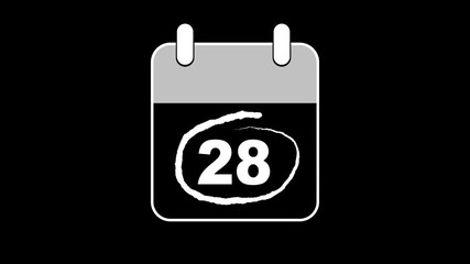 Very Important Celebrating Date 28 oncalender with bold red colors circle mark. Highlighting date number 28 on a calendar. emphasizing an important reminder or scheduled event. Signing a day icon.