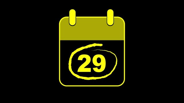 Very Important Celebrating Date 29 oncalender with bold red colors circle mark. Highlighting date number 29 on a calendar. emphasizing an important reminder or scheduled event. Signing a day icon.