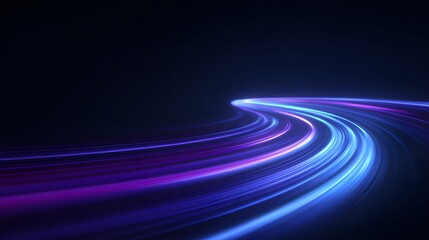 Dynamic light trails on a dark background representing speed and technology.