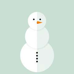 Simple illustration of a snowman with three stacked snowballs, carrot nose, and button details on a light background.