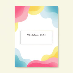 Abstract design with colorful wavy shapes framing a white space for text, creating a vibrant and modern background.