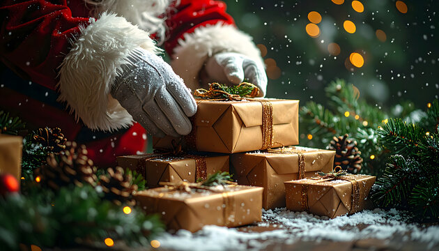 santa claus with gifts - Powered by Adobe