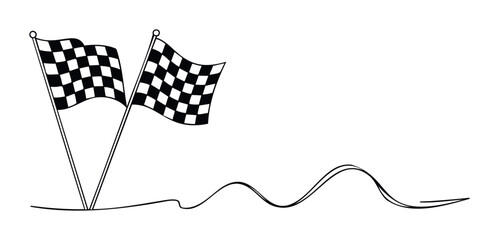 Two checkered racing flags wave against a blank backdrop, symbolizing competition and victory in motorsports and award ceremonies, perfect for event promotions and sporting themes.
