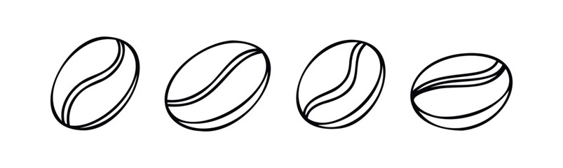 Row of stylized coffee beans with a central split, perfect for food and beverage branding, cafe promotions, and beveragerelated graphics.
