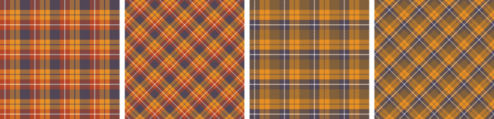 plaid and tartan pattern set.checkered fabric texture background.