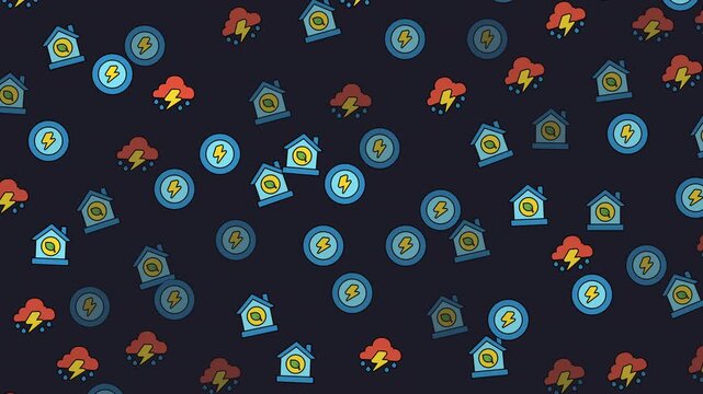 Halloween Themed Icons Pattern on Dark Background.