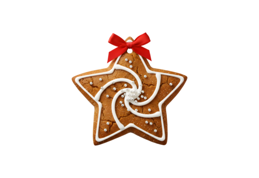 Christmas gingerbread cookie isolated on a white background. Star-shaped cookie - Powered by Adobe