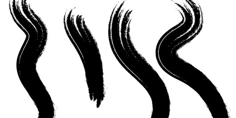 black brush strokes on a white background creating an abstract and textured visual element Minimal Art for Design.	