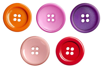 colorful sewing buttons isolated on white background.