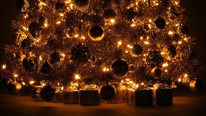 Warm Glow of a Decorated Christmas Tree with Gifts Below