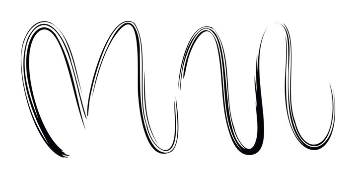 Abstract calligraphic wavy lines in black ink suggesting fluidity and movement for modern graphic statements and branding projects