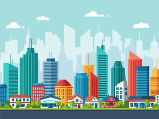 Obraz premium Modern Flat Design Cityscape Skyline Vector Illustration