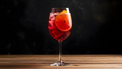 Aperol Spritz on Wooden Table Refreshing Cocktail with Orange Slice