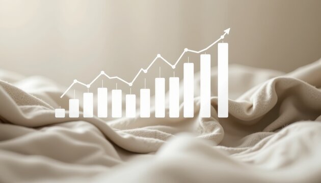 Abstract representation of growth and progress with graph overlayed on soft fabric background for financial themes - Powered by Adobe