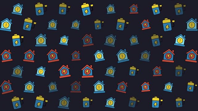Spooky Halloween Tombstones Pattern Animation with Glowing Lights.