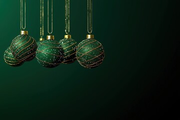 Dark green background with gold line Christmas decorations for elegant banners