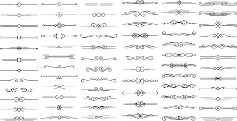 Set of Black Vector Text Dividers and Ornaments Collection Isolated on White Background for Design