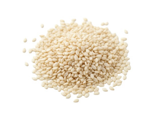 Sesame seeds white tiny grains isolated on pure white background