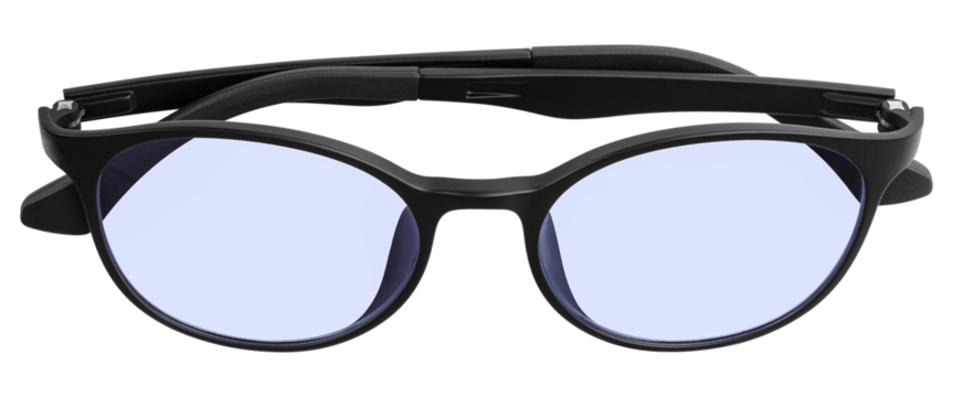Black glasses with blue lens