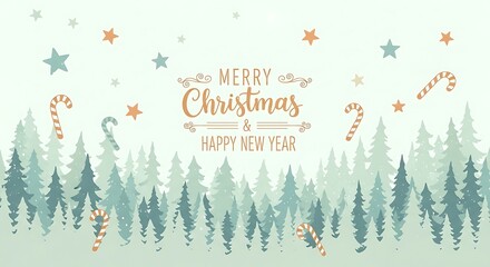 Winter christmas composition in paper cut style - Merry Christmas text Calligraphic Lettering illustration - Chrismas Card