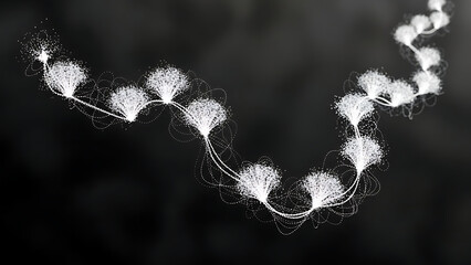 Dynamic network of interconnected nodes forming a luminous data chain for innovative concepts