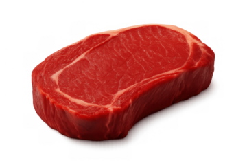 Raw beef ribeye steak, fresh red meat cutlet for grilling, rich in protein, ready for cooking with transparent background